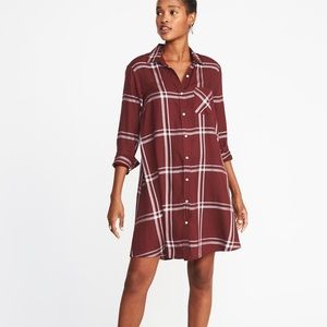 NWT Old Navy Plaid Swing Shirt Dress with Buttons